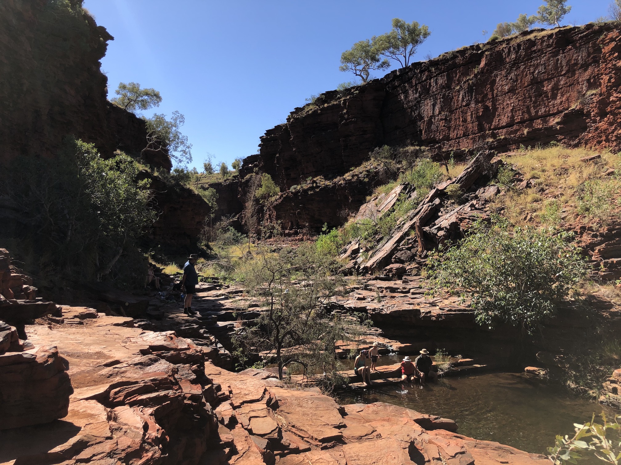 2020-07-23  Cold water footbath in Weano Gorge, Karajini